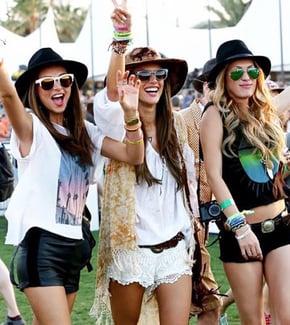 three women at music fest three women at music fest
